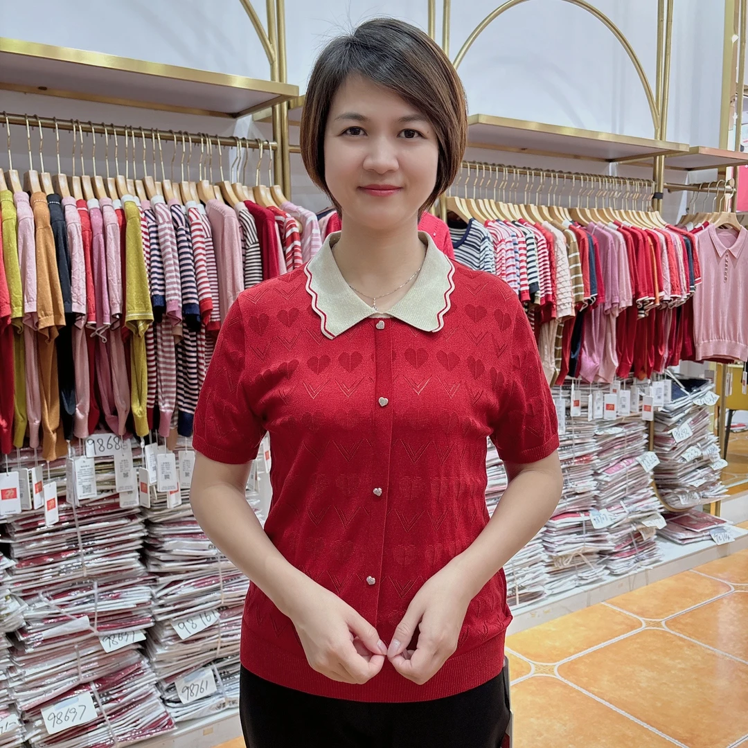 【名仕中老年女装】2024夏妈妈装百分百莱赛尔天丝翻领女短袖28869
