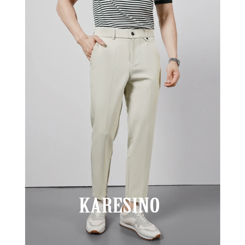 KARESINO夏季新款2024轻薄九分裤男士商务修身西裤免烫百搭休闲裤