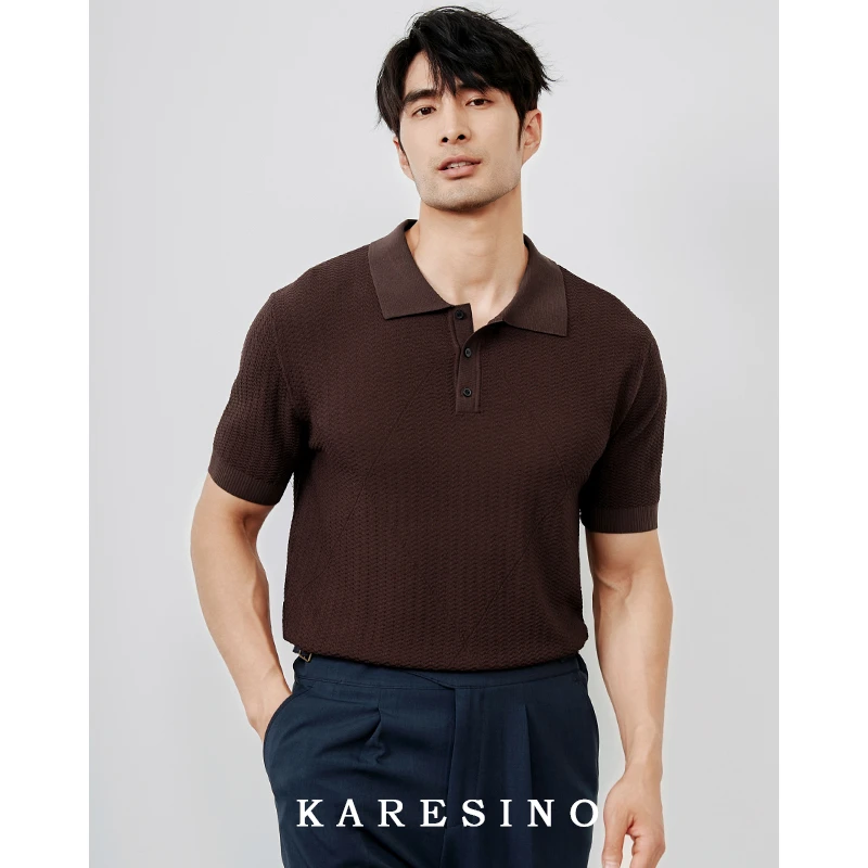 KARESINO男士夏季透气薄款翻领POLO衫修身时尚休闲短袖T恤男帅气