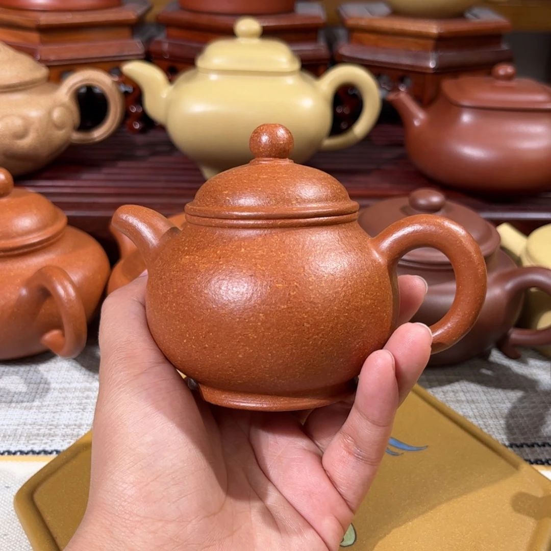 紫砂茶壶冷金黄降坡潘壶150cc