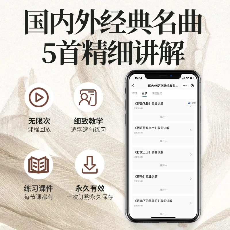 国内外五首经典名曲精细讲解教学/萨克斯/乐器/教学