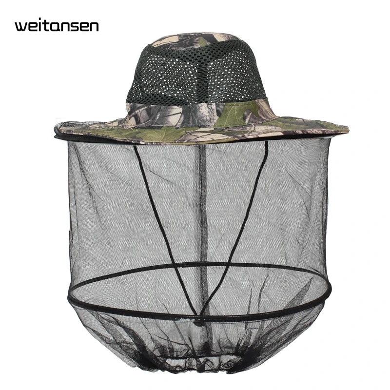 户外防蚊帽子透气钓鱼帽遮脸防晒网纱面罩男士夜钓养蜂防蜂帽防虫