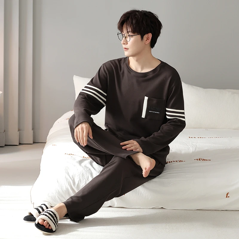 【新粉体验价】秋季男士纯棉长袖长裤睡衣套装