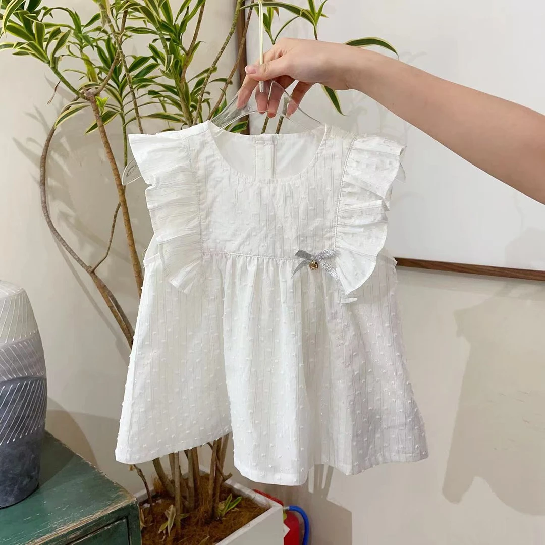 【云朵小葵】女童甜美高级亮闪闪气质蝴蝶结木耳边洋气T恤660080