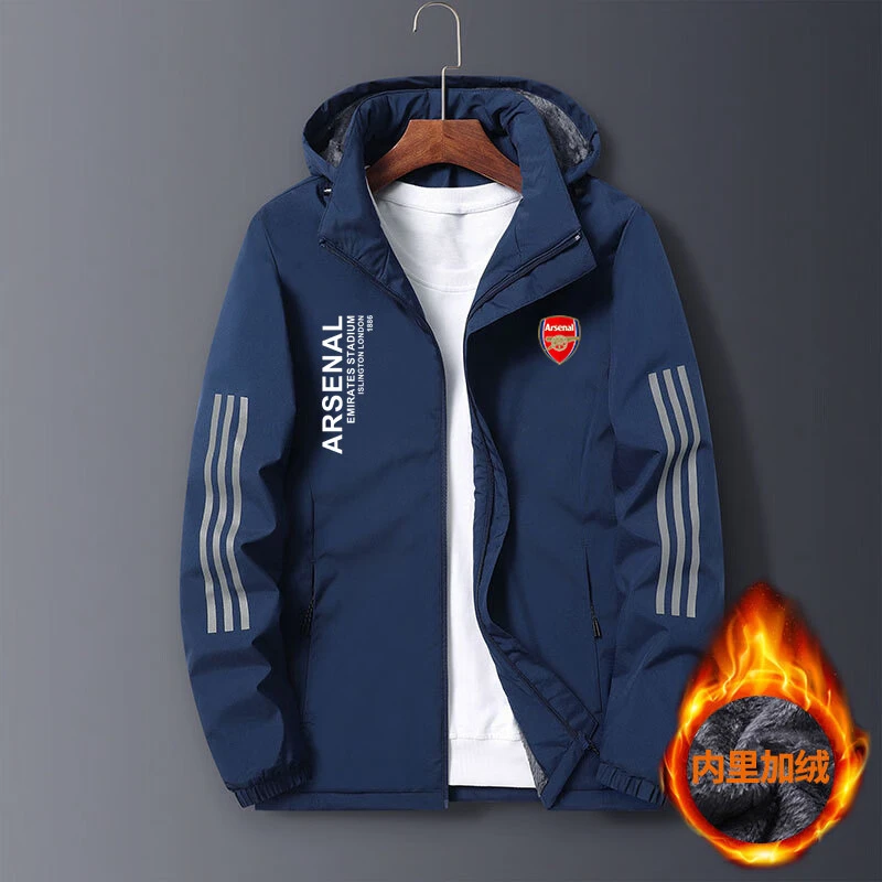 Arsenal阿森纳枪手英超足球棉衣男士加绒加厚户外运动可脱帽大衣