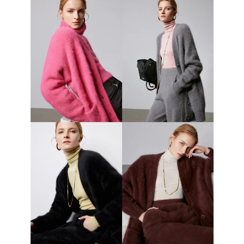 玖着"冬日小火炉"薄雾般朦胧浪漫/超幼狐狸绒V领时髦中长款开衫