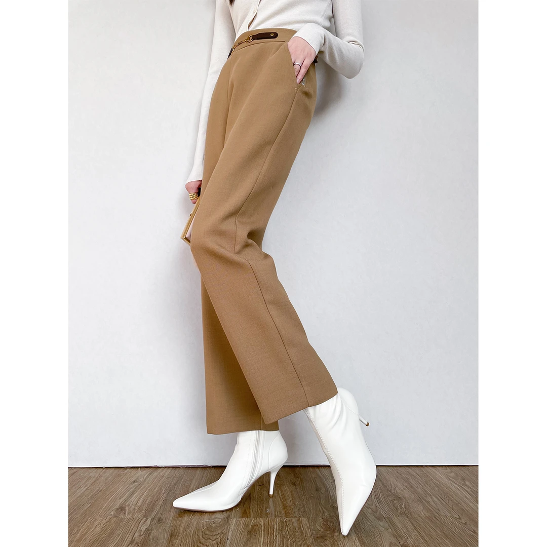 玖着-欧洲版加厚双层精纺羊毛 不挑腿型/削胯显瘦香蕉奶奶裤