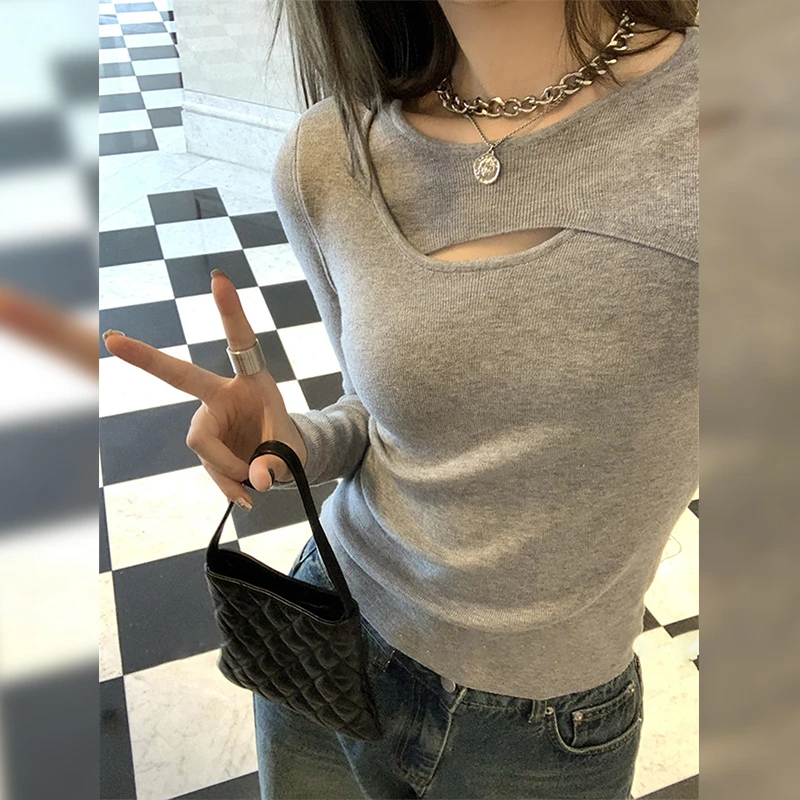 春秋冬高级感内搭打底衫辣妹修身显瘦长袖t恤女设计感上衣服ins潮