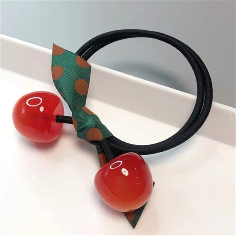 樱桃头绳可爱车厘子皮筋简约发绳头饰蝴蝶结飘带发圈发饰优品