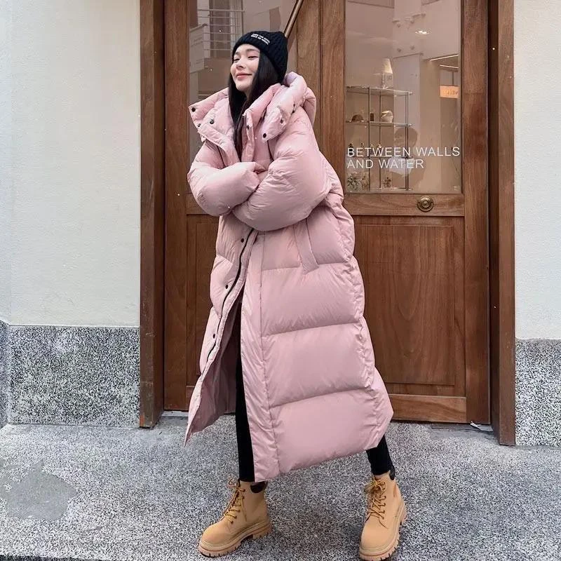 棉服女长款过膝2023冬季新款韩版加厚棉衣oversize面包服棉