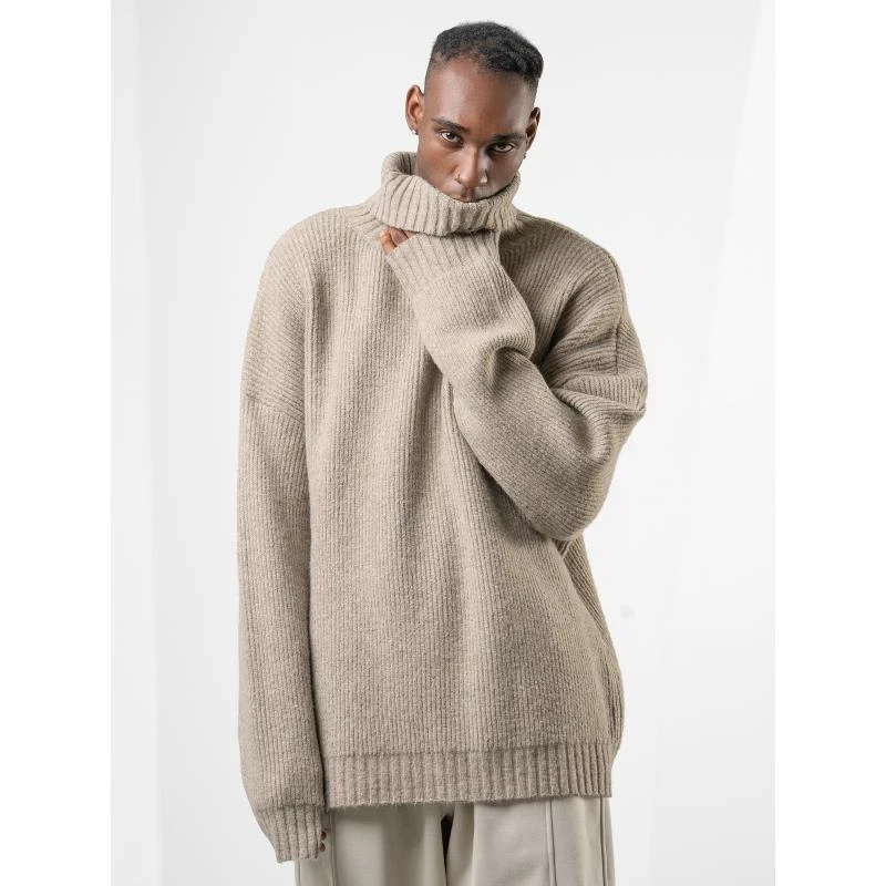 bodydream高领落肩毛衣男女同款简约百搭宽松休闲潮流时尚针织衫