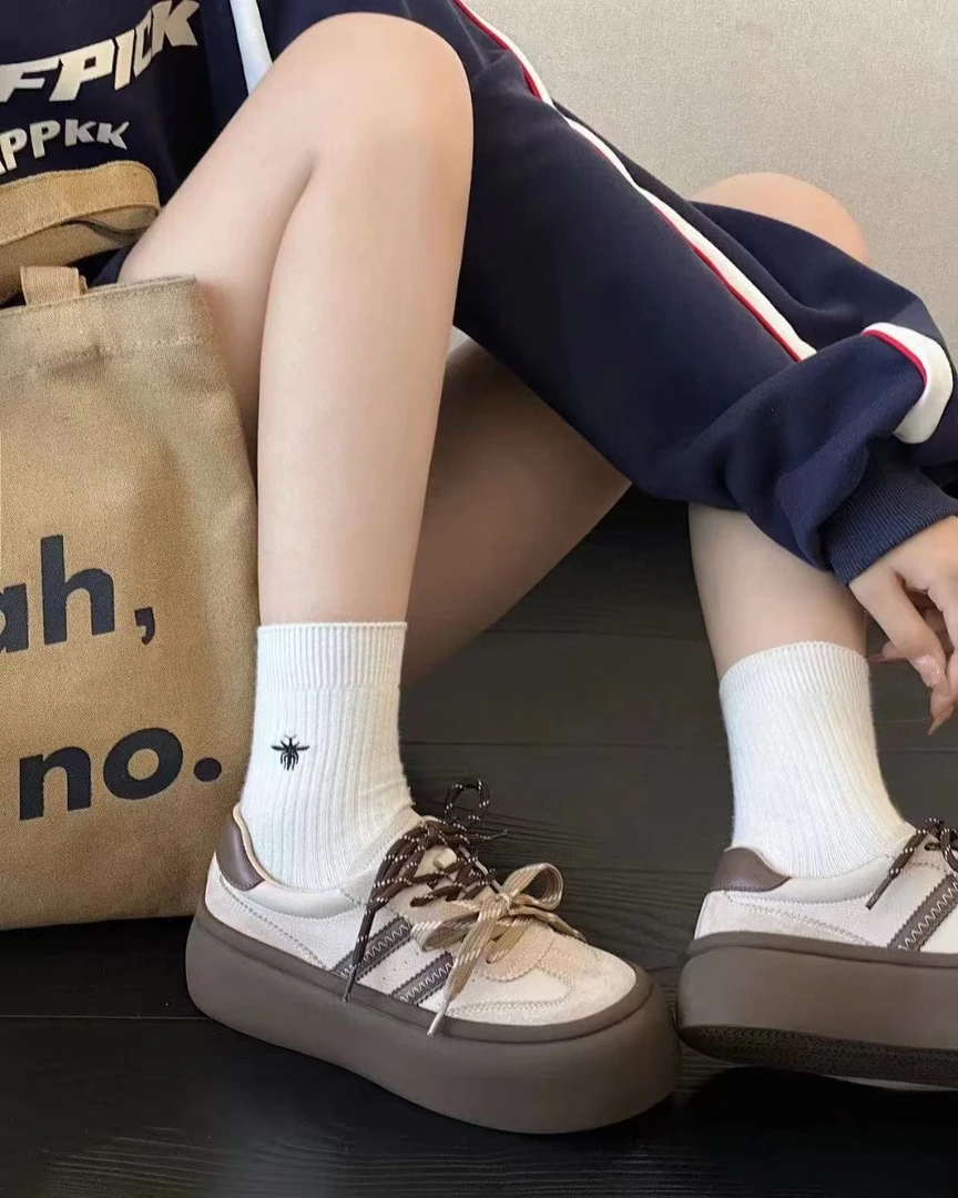 拼色德训鞋女厚底增高休闲板鞋时尚百搭低帮复古运动鞋