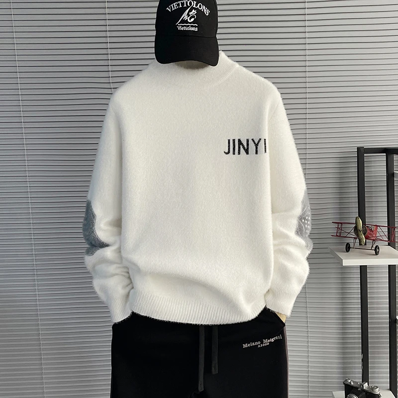 【高品质】保暖宽松学生毛衣男士加厚半高领针织衫打底秋冬3030JIN4