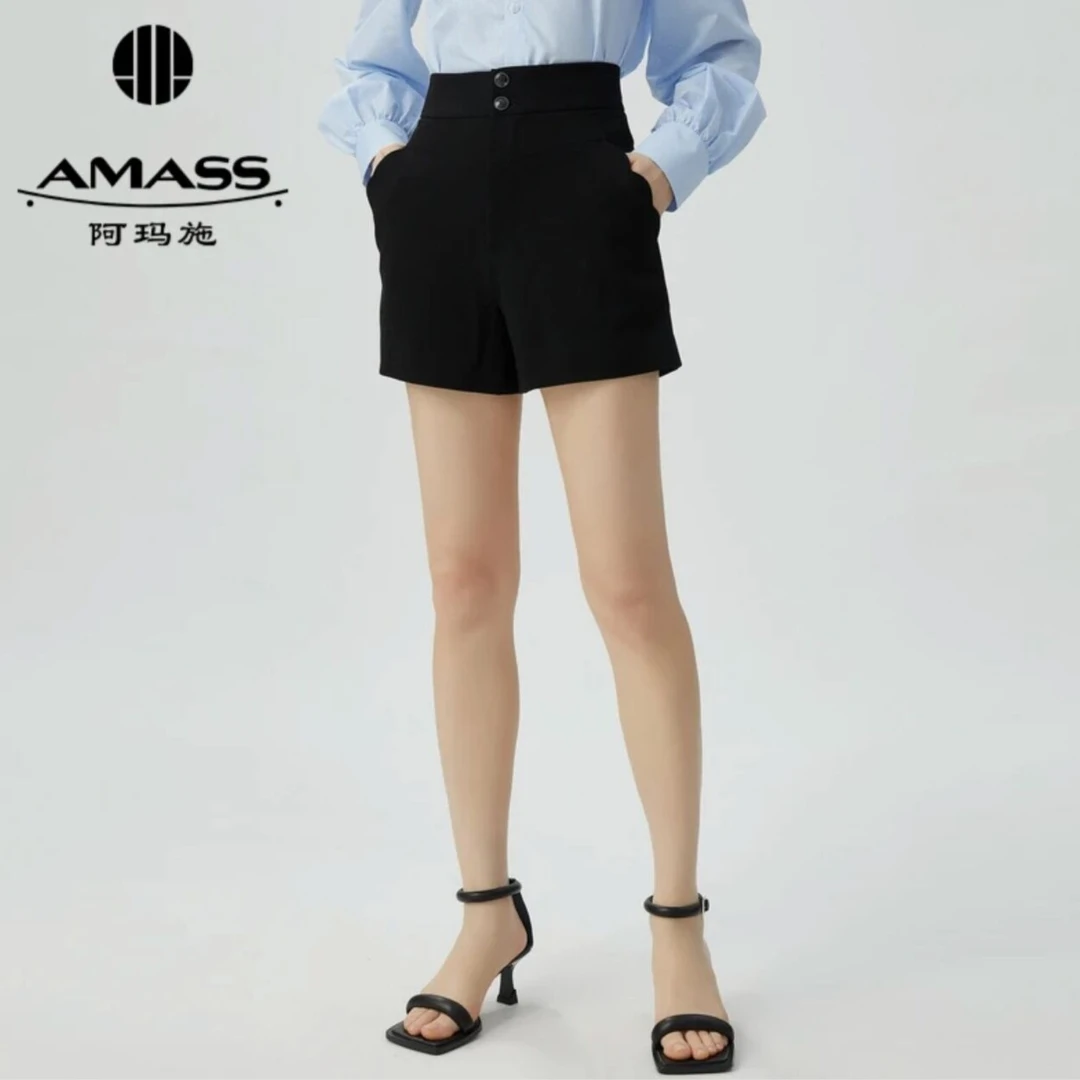 阿玛施/AMASS  经典百搭显瘦两粒扣时髦短裤女  5100427