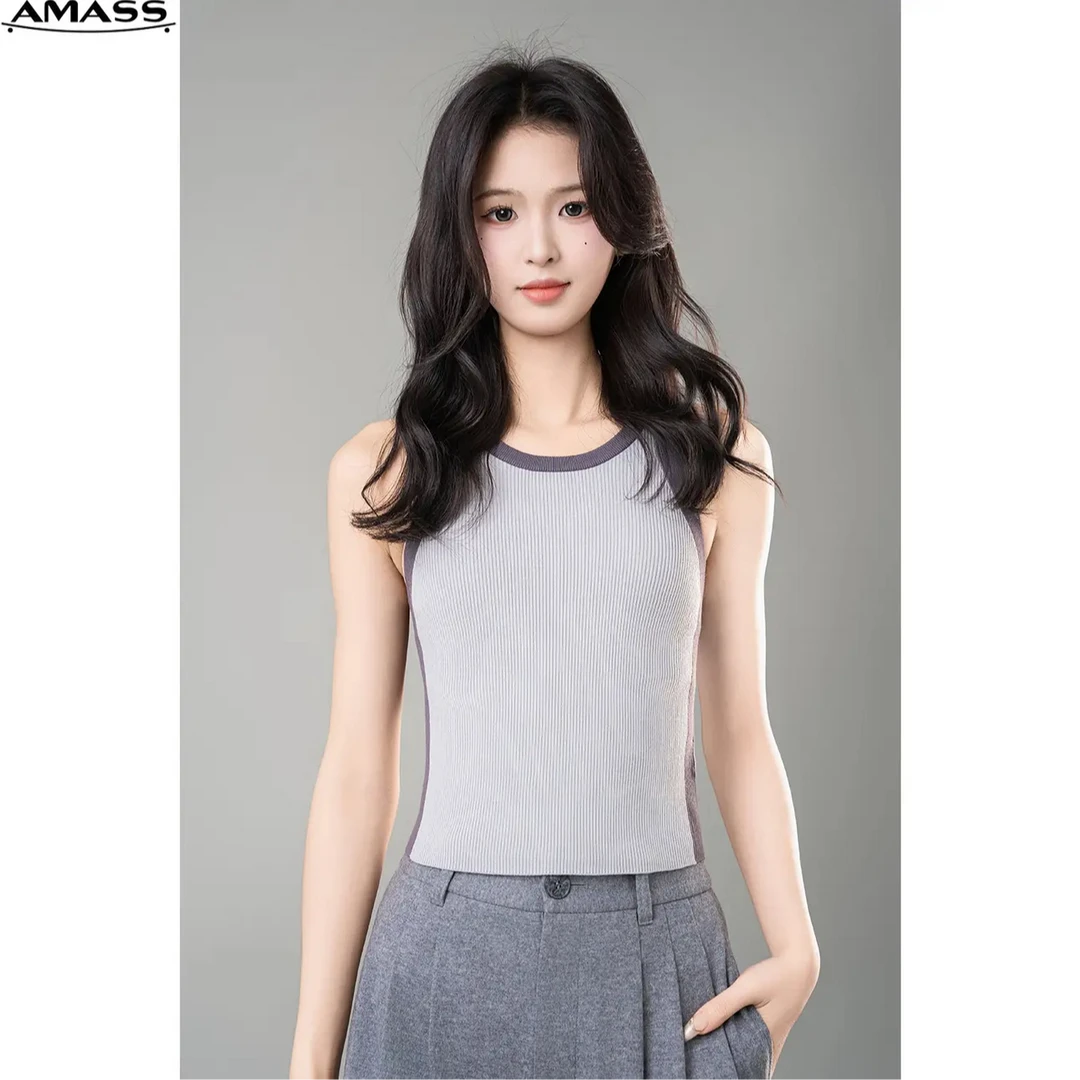 AMASS/阿玛施夏季时尚通勤运动瑜伽健身短款修身撞色背心女538061
