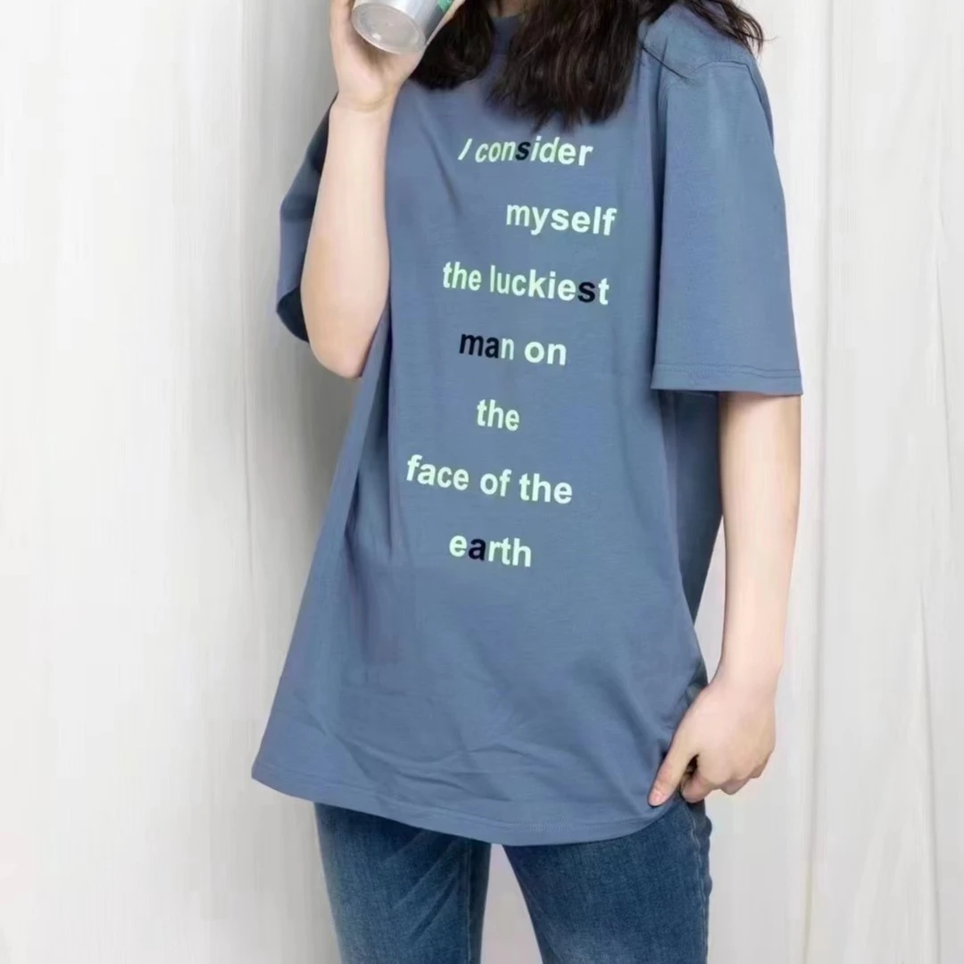 阿玛施/AMASS 圆领宽松极简风印花时尚短袖Ｔ恤女 5300709