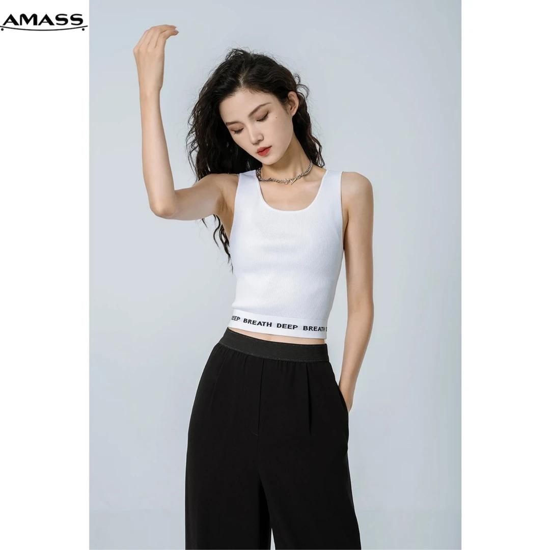 AMASS/阿玛施新款时尚百搭深呼吸复古外穿老爹字母背心5399591