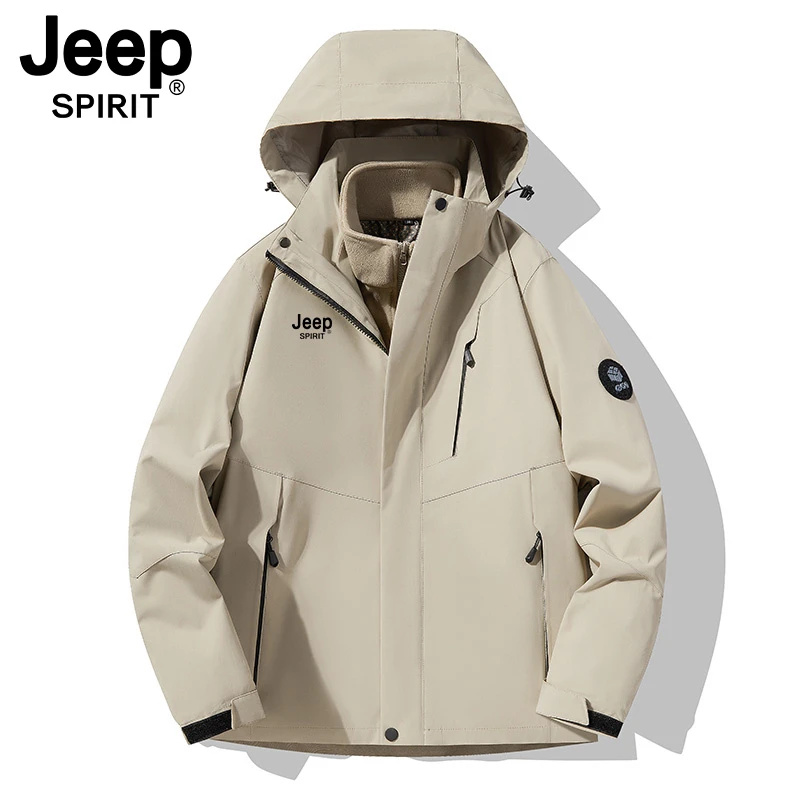 JEEP SPIRIT吉普新款户外石墨烯冲锋衣三合一男女秋冬爆情侣外套