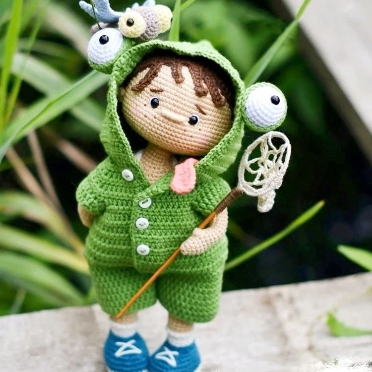 毛线钩针编织玩偶酷小哥换装男孩衣服可穿脱Diy材料包