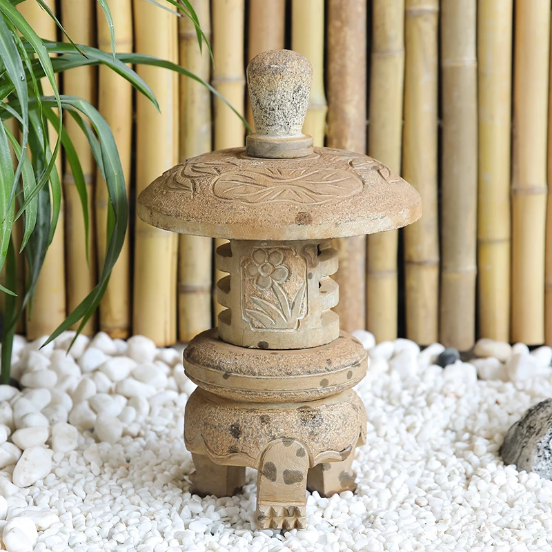 石灯笼青石仿古 庭院中式园林户外草坪灯复古造景摆件纯手工