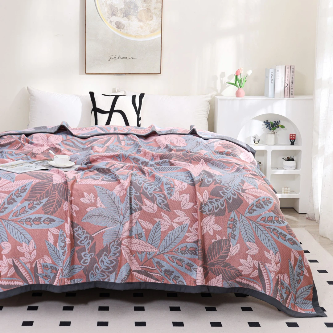 【秋月叶D】200×240cm高端超柔海岛棉床盖