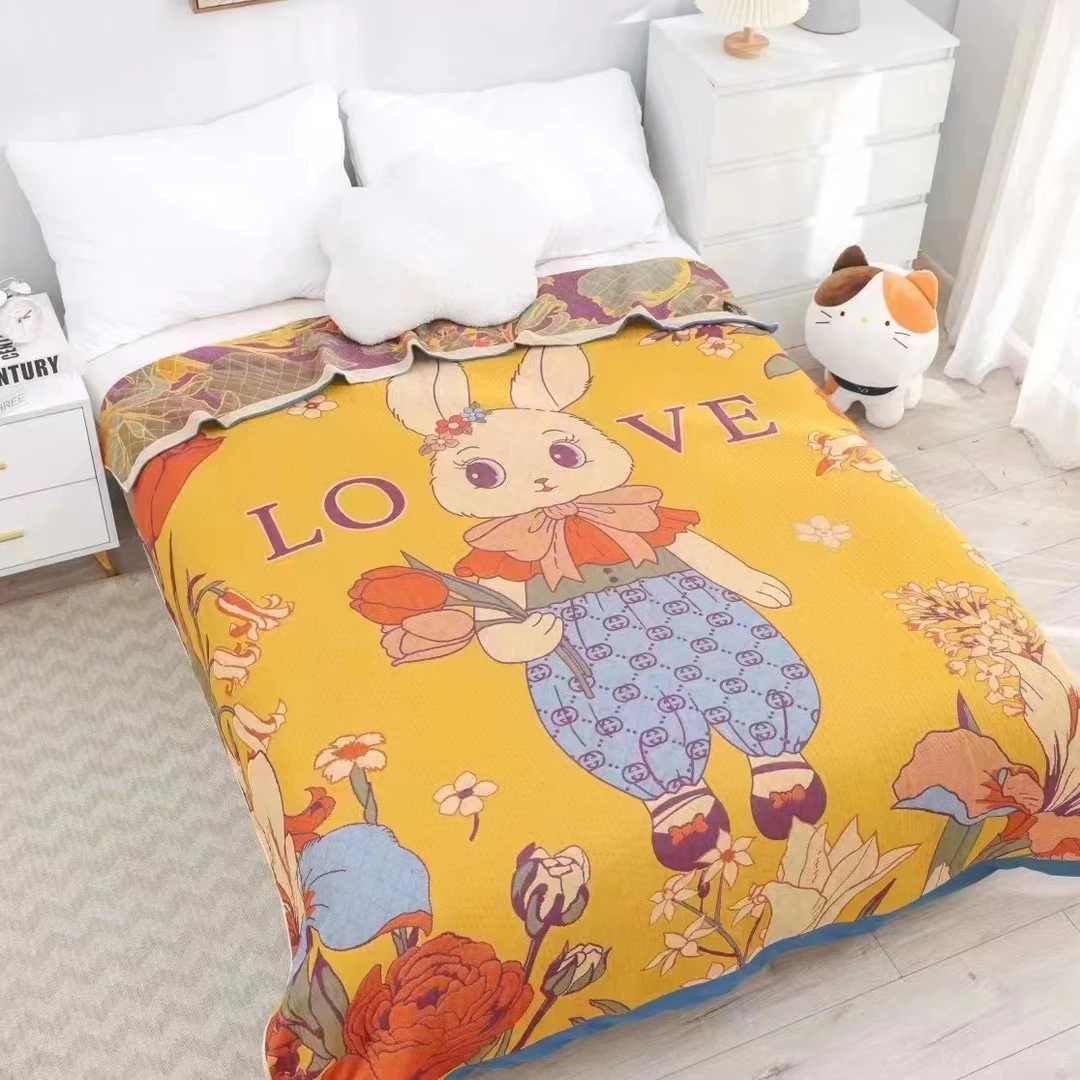 【LOVE兔Z】150*200(cm) 纱布盖毯床单软席毛巾被
