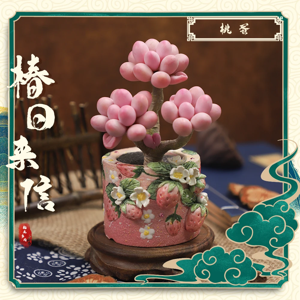 【椿日来信】手工粘土仿真多肉精美手工艺术作品桃蛋小老桩多肉