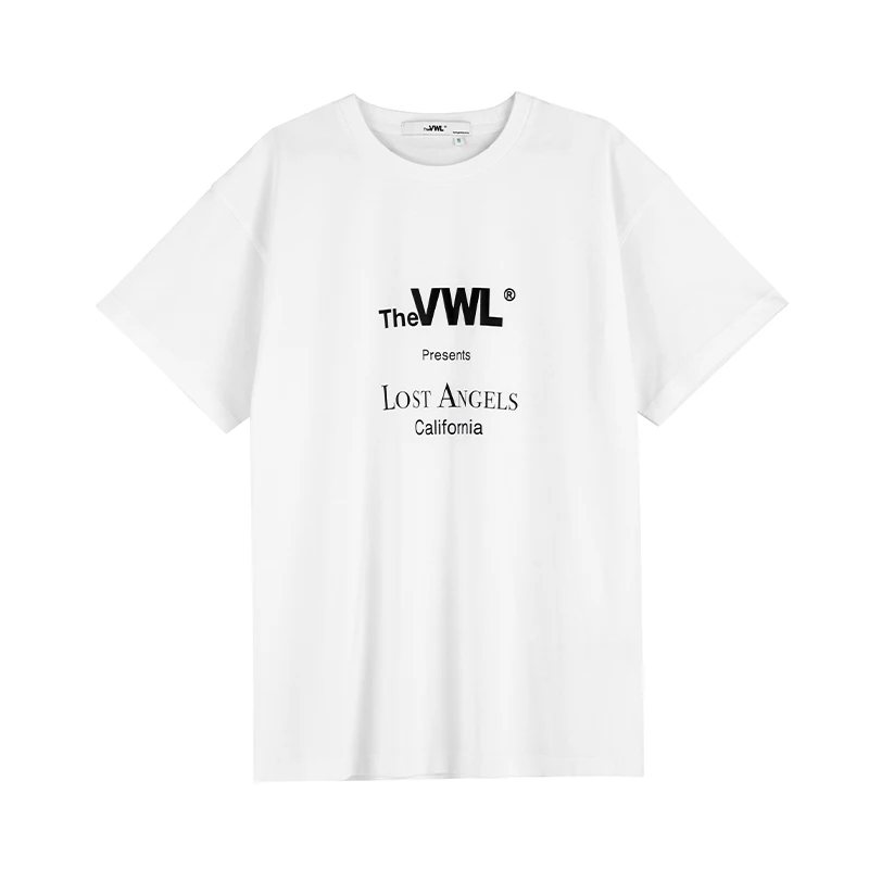 The VWL印花LOGO短袖T恤 夏季新款男女美式字母黑白色ins潮上衣