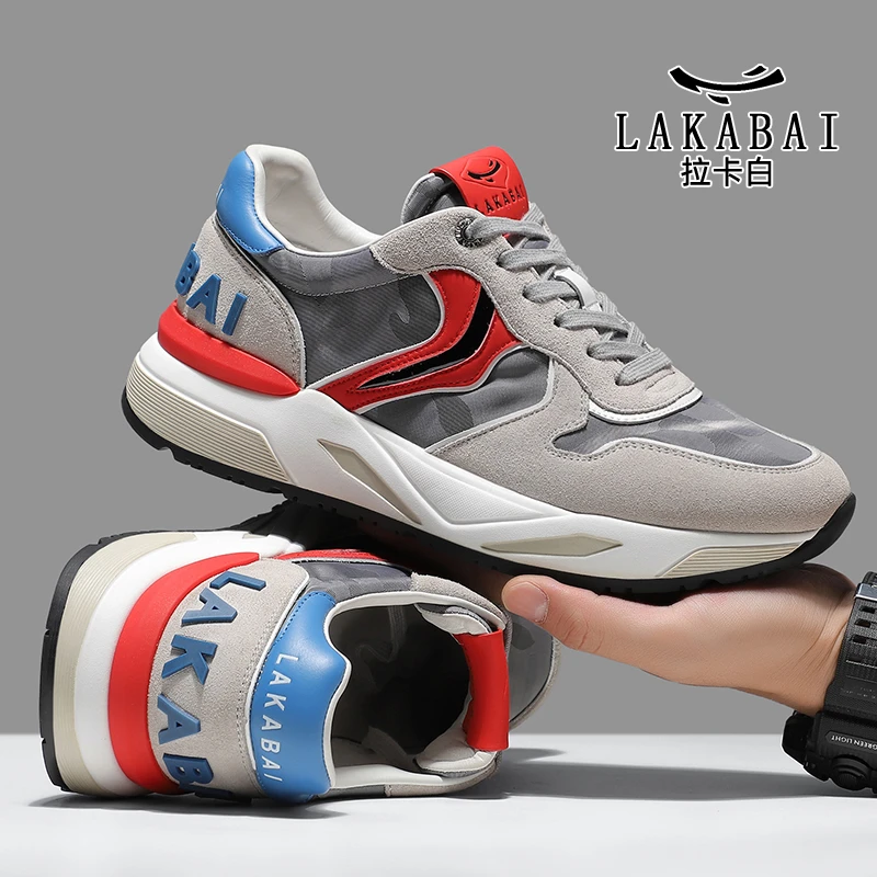 LAKABAI官方正版运动男鞋新款运动休闲鞋牛皮舒适冬季运动鞋高档