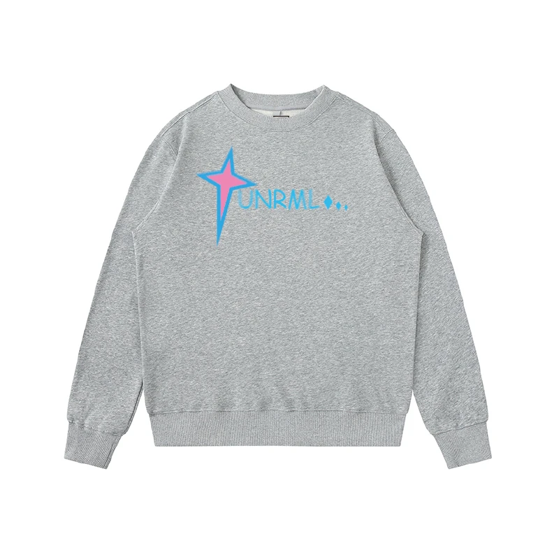 UNRML韩国潮牌圆领卫衣男士宽松500g重磅秋冬季加绒加厚卫衣