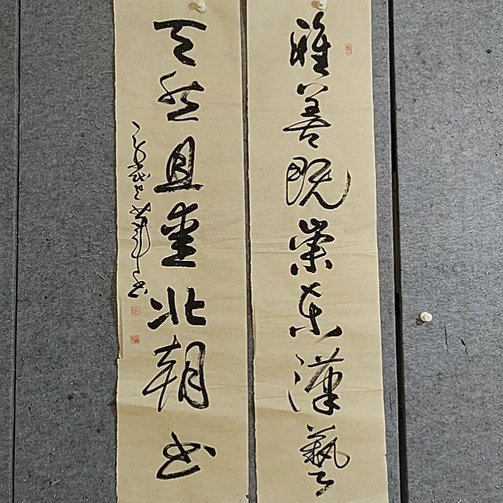 书法四尺对开。天然且爱北朝风