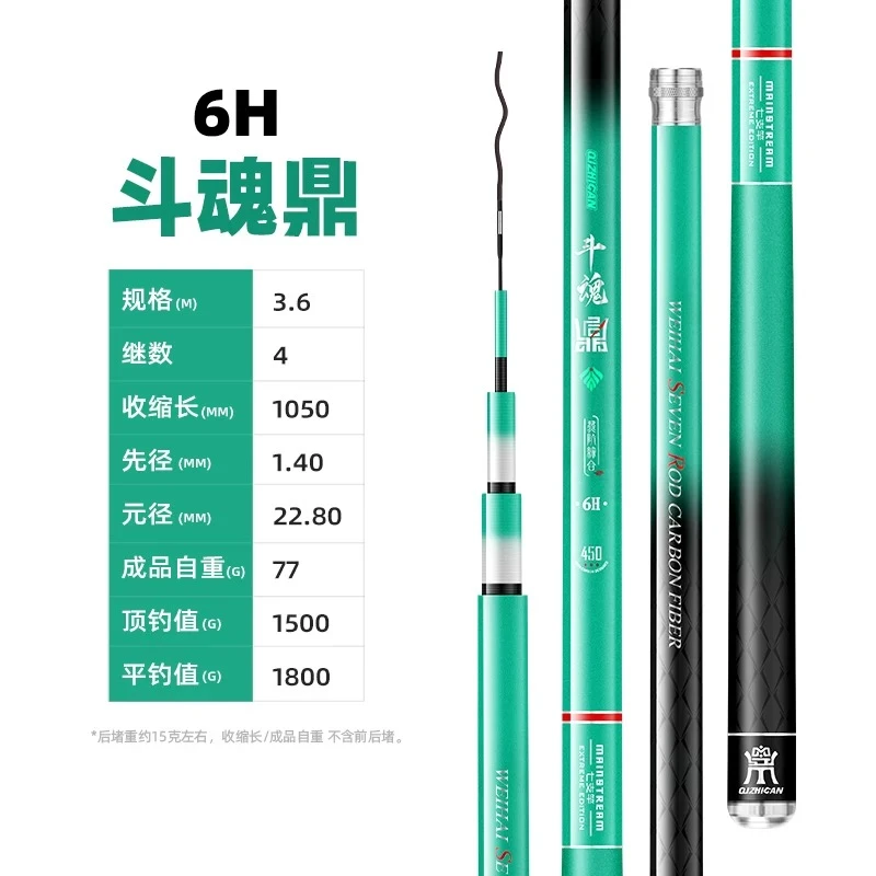 七枝竿斗魂6H黑肯综合黑坑偷驴竿鱼竿台钓竿 高贪念收缩成品