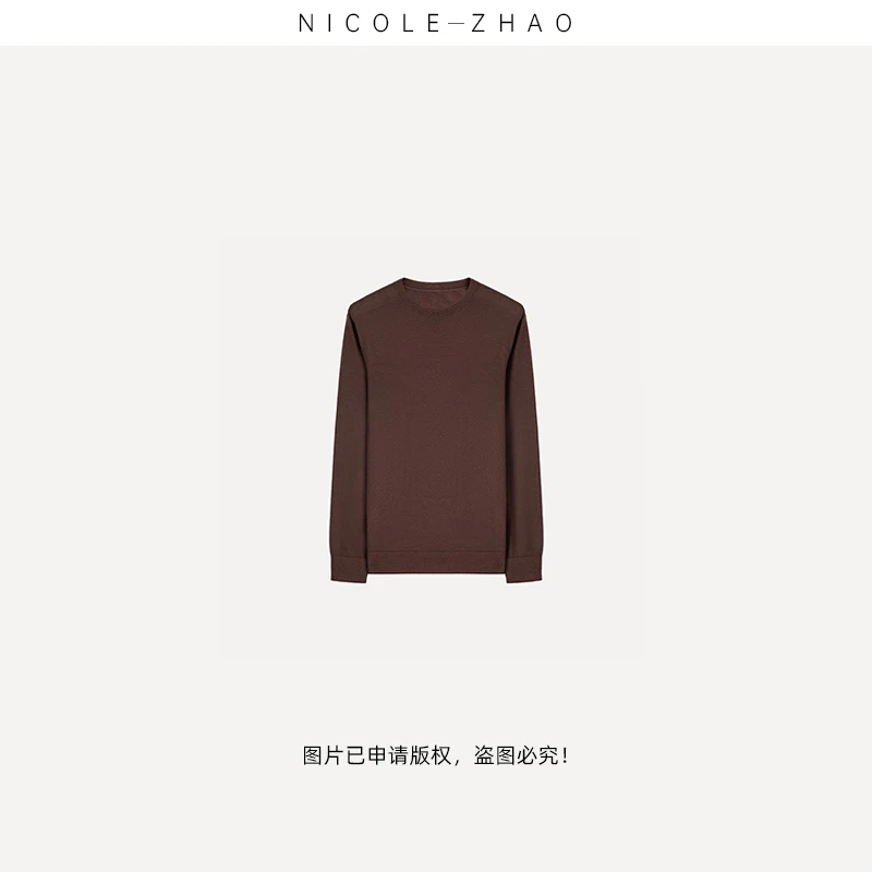 FJ1253【贵姐NICOLE】110支25年款男士圆领羊毛套头针织衫男毛衣