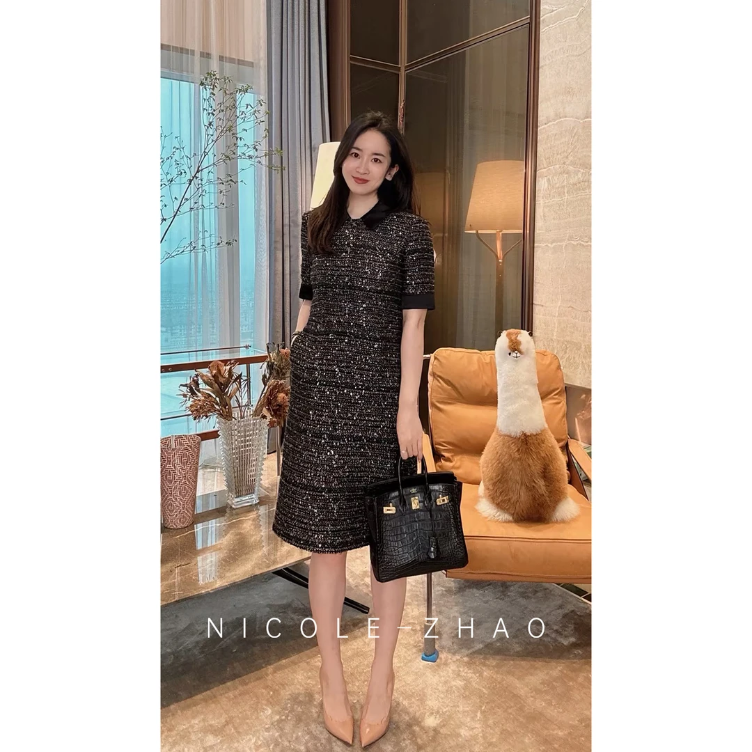 4NQY001【贵姐NICOLE】25年春季新款质修身显瘦短袖连衣裙