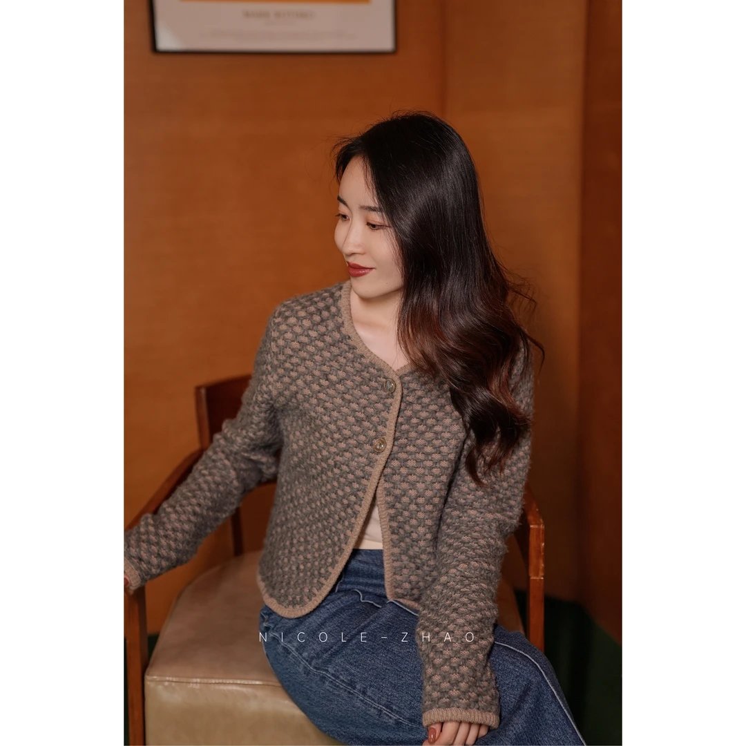 Y23553【贵姐NICOLE】2025秋冬新款百搭针织开衫外套女