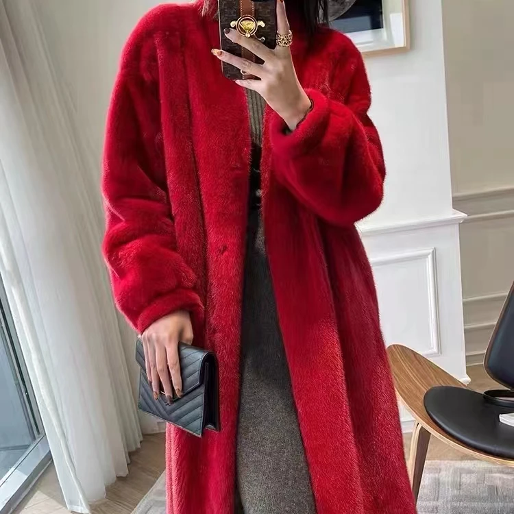 【海梦缘】时尚新款女神长款女装水貂外套