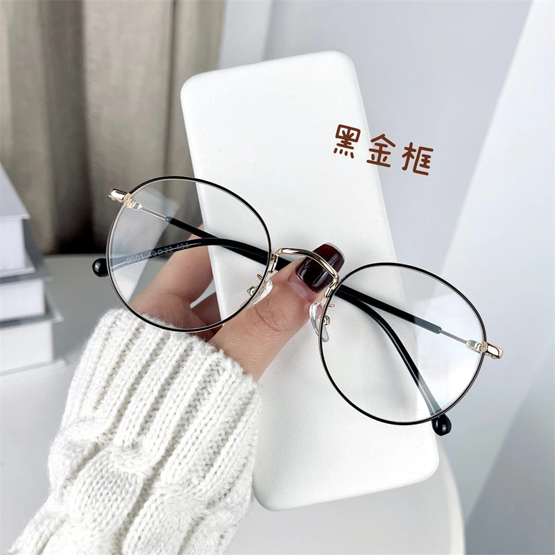 溯源好物2024款复古文艺金属平光镜护目圆形框近视男女款眼镜框架