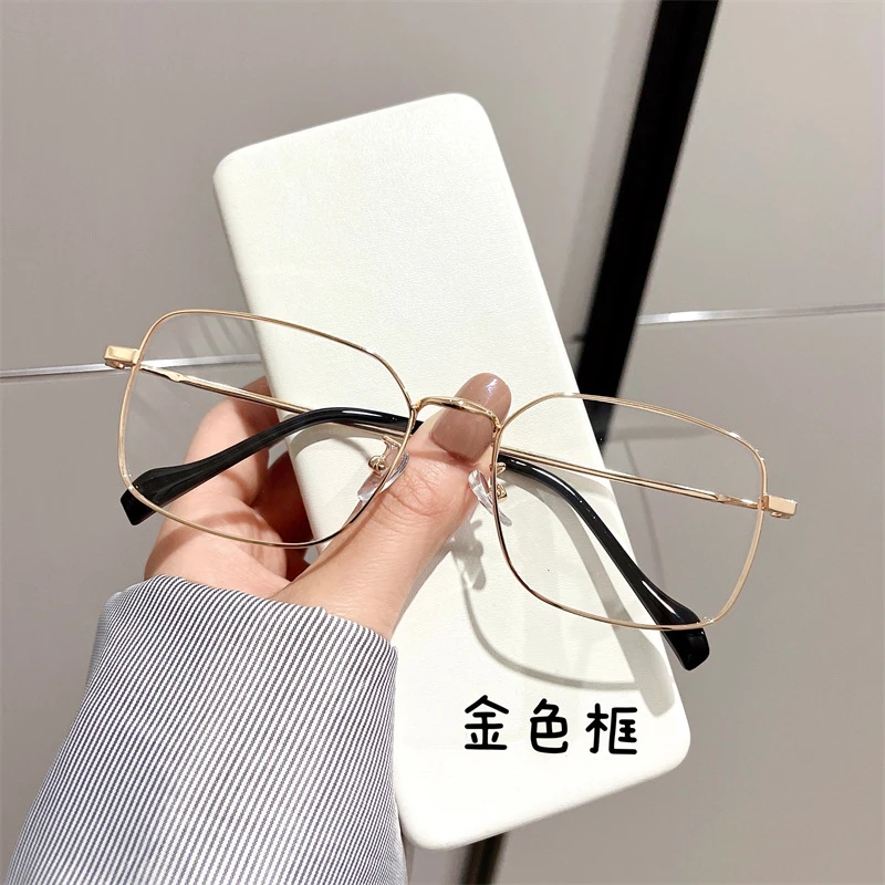 溯源好物新款金色方框男防蓝光抗辐射近视眼镜可配度数眼镜框ins
