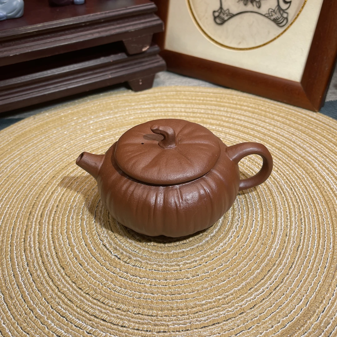 紫砂朱泥大红袍南瓜壶-160cc