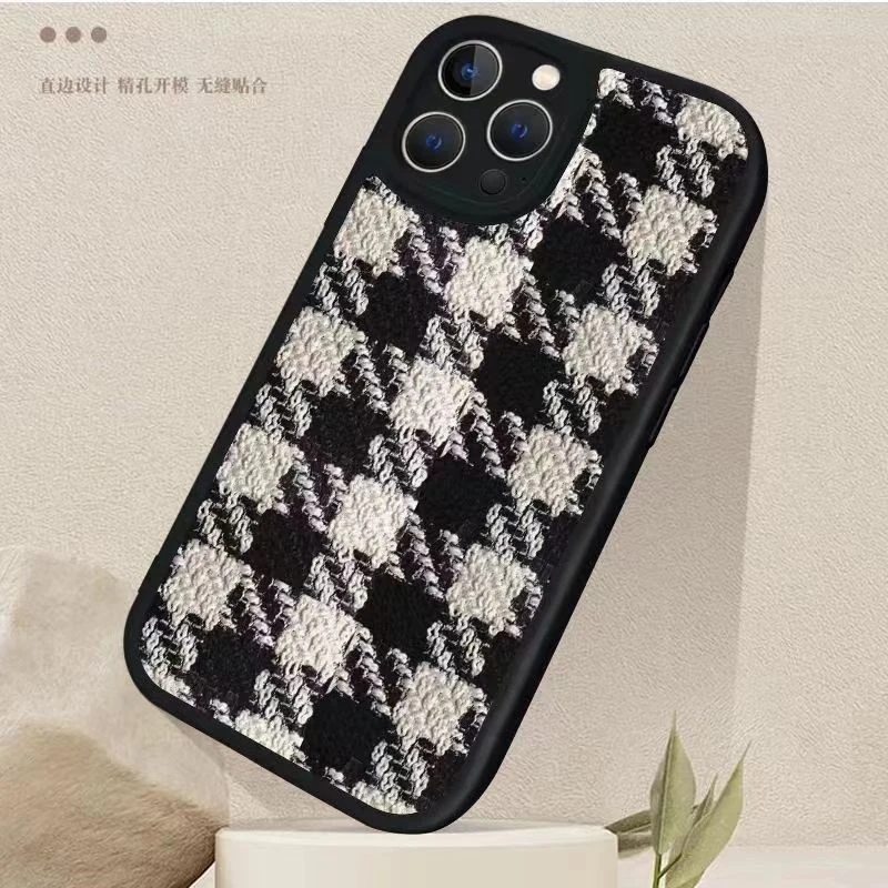 黑格纹适用iPhone15/14promax手机壳13女12华为/oppo/小米/vivo