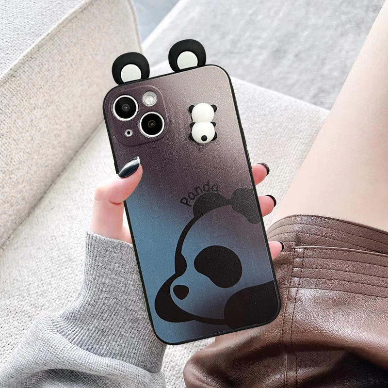 趴趴熊猫适用iPhone15/14promax手机壳13女12华为/oppo/小米/vivo