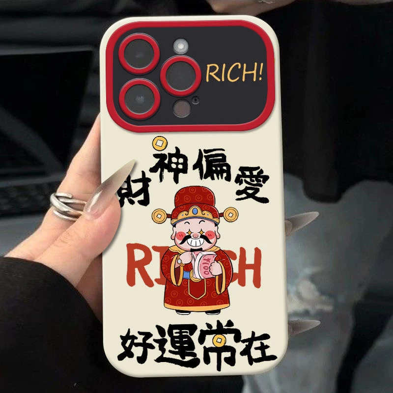 黑框财神适用iPhone15/14promax手机壳13女12华为/oppo/小米/vivo