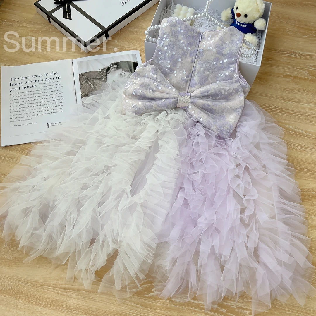 Summer女童秋季新款ins风背心裙无袖洋气蓬蓬纱公主裙蛋糕裙6668