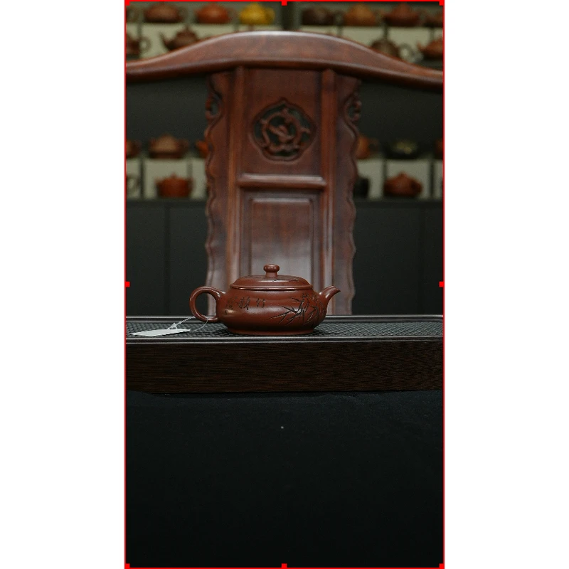 D3230宜兴原矿刻绘明炉紫砂壶160cc