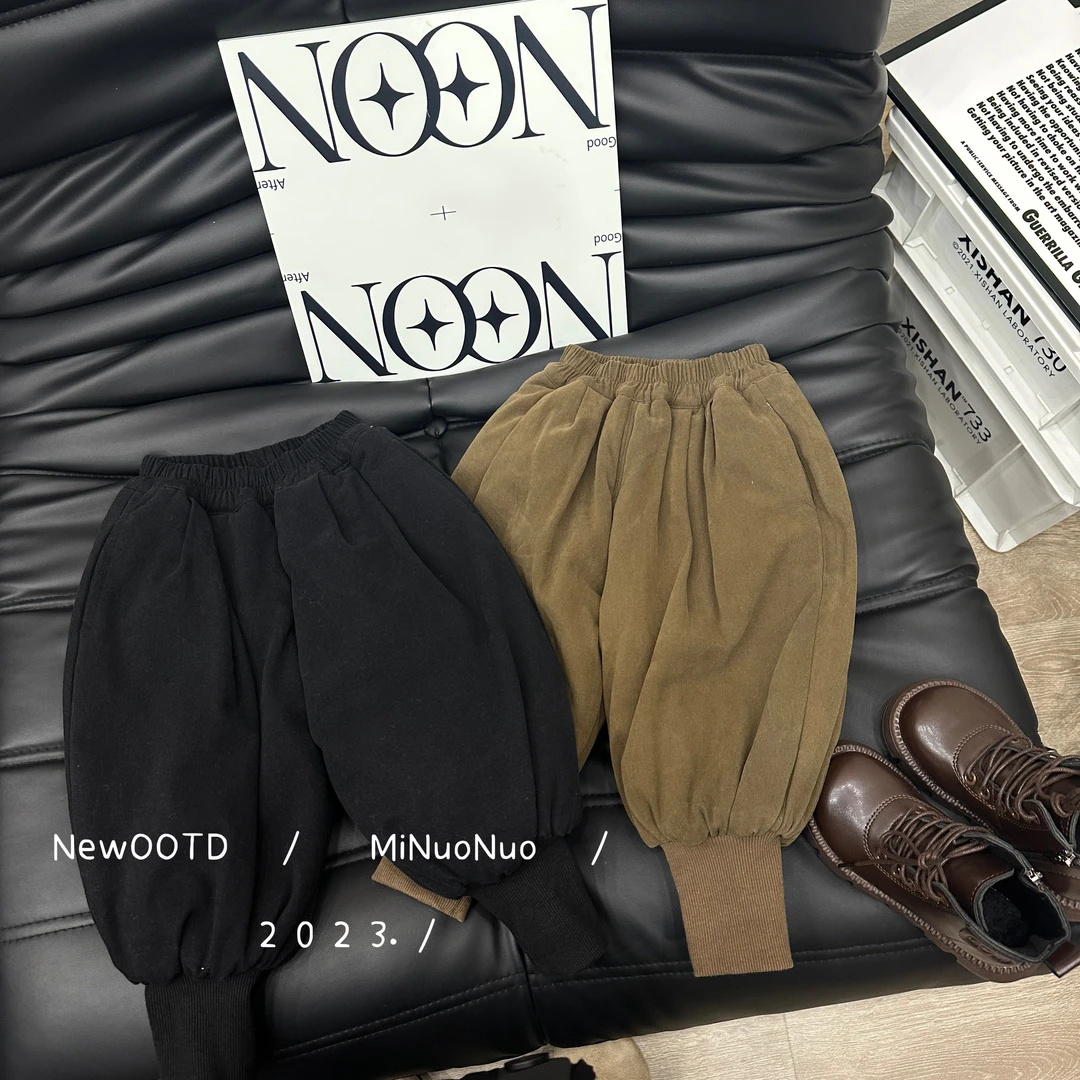 2023儿童男女宝宝冬款加绒加厚休闲裤韩版纯色百搭保暖CYKK2252