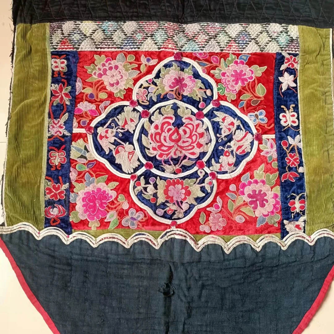 少数民族手工黑色老绣背带民族风红色复古国风印花拼接拼色花色