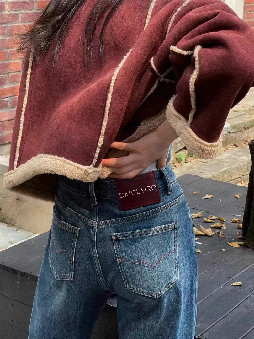 代XD【993 96 镇店之宝!质感超好加植绒四面弹窄版直筒牛仔拖地裤~