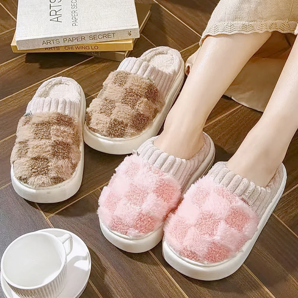 棉拖鞋女冬季外穿室内居家毛拖厚底防滑拖鞋情侣加绒保暖棉鞋冬天