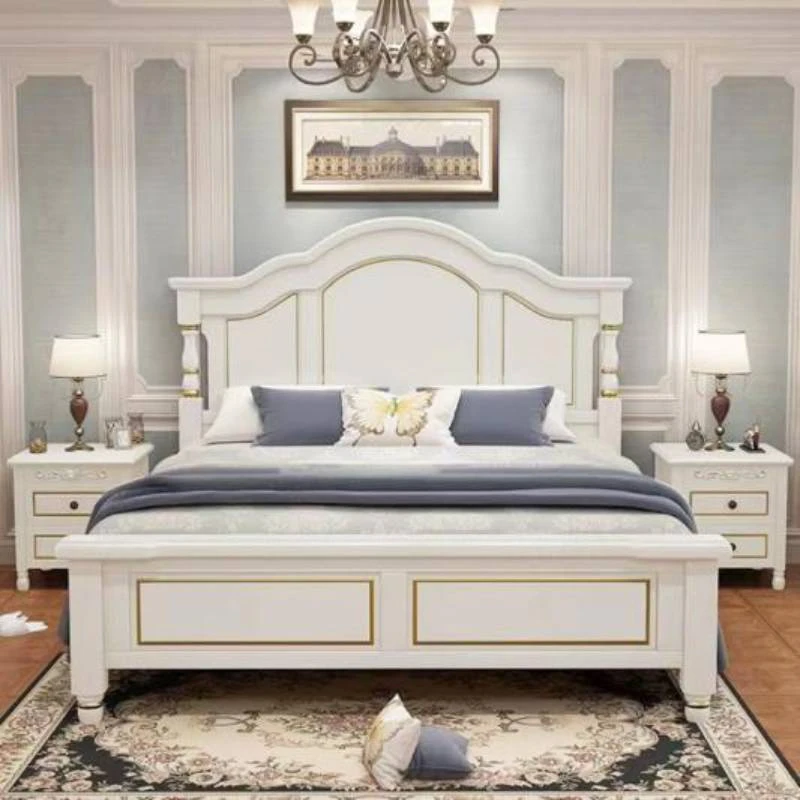 全实木床美式1.5米现代简约1.8m双人床白色单人公主床小户型欧式