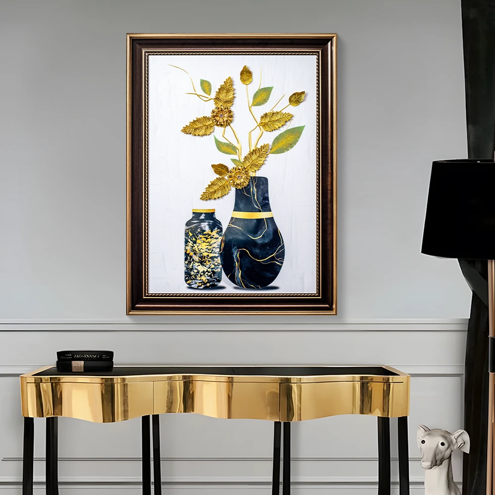 欧式立体镶嵌实物装饰画餐桌背景墙贴钻挂画卧室床头客厅墙画6080